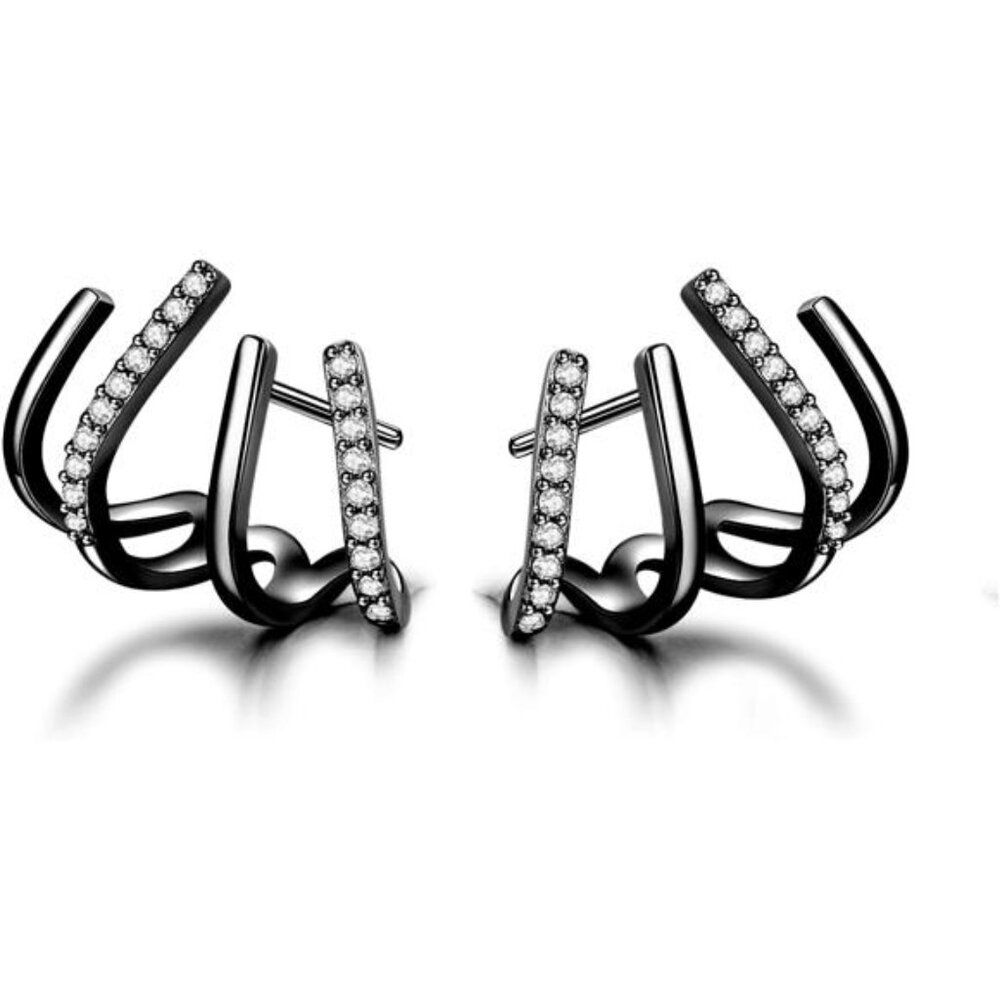 Solid 925 Sterling Silver Claw Huggie Half Hoop Cuff Earrings Wrap 45$